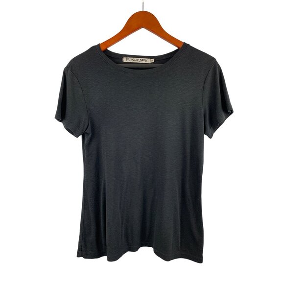 Michael Stars Womens OS Black Supima MicroModal Short Sleeve T-Shirt - Picture 1 of 4